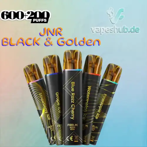 JNR BLACK & Golden 600+200 PUFF Disposable Vape