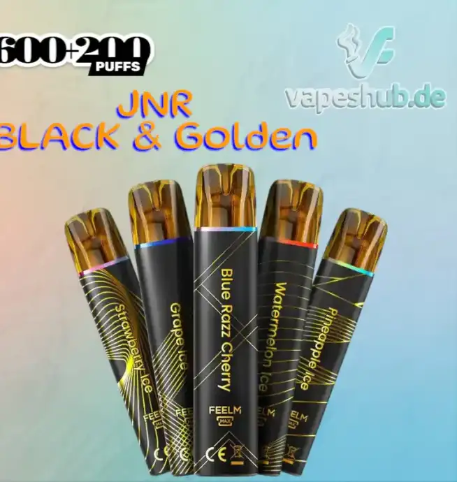 JNR BLACK & Golden 600+200 PUFF Disposable Vape