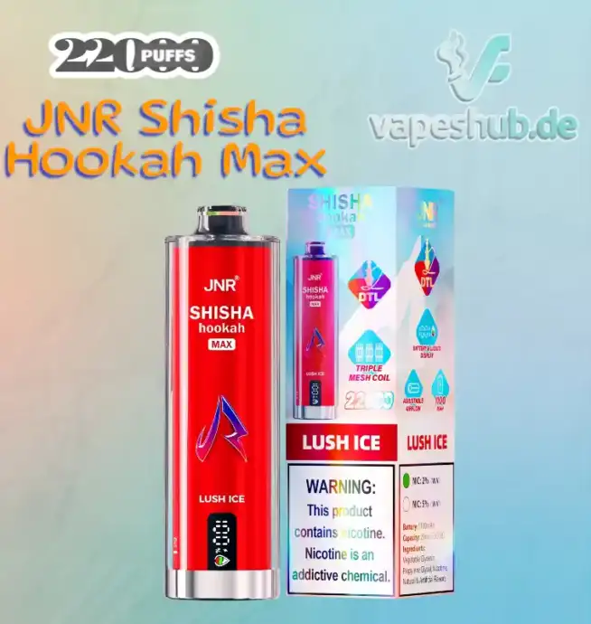 JNR VAPE Shisha Hookah Max 22K Puffs Disposable Vape