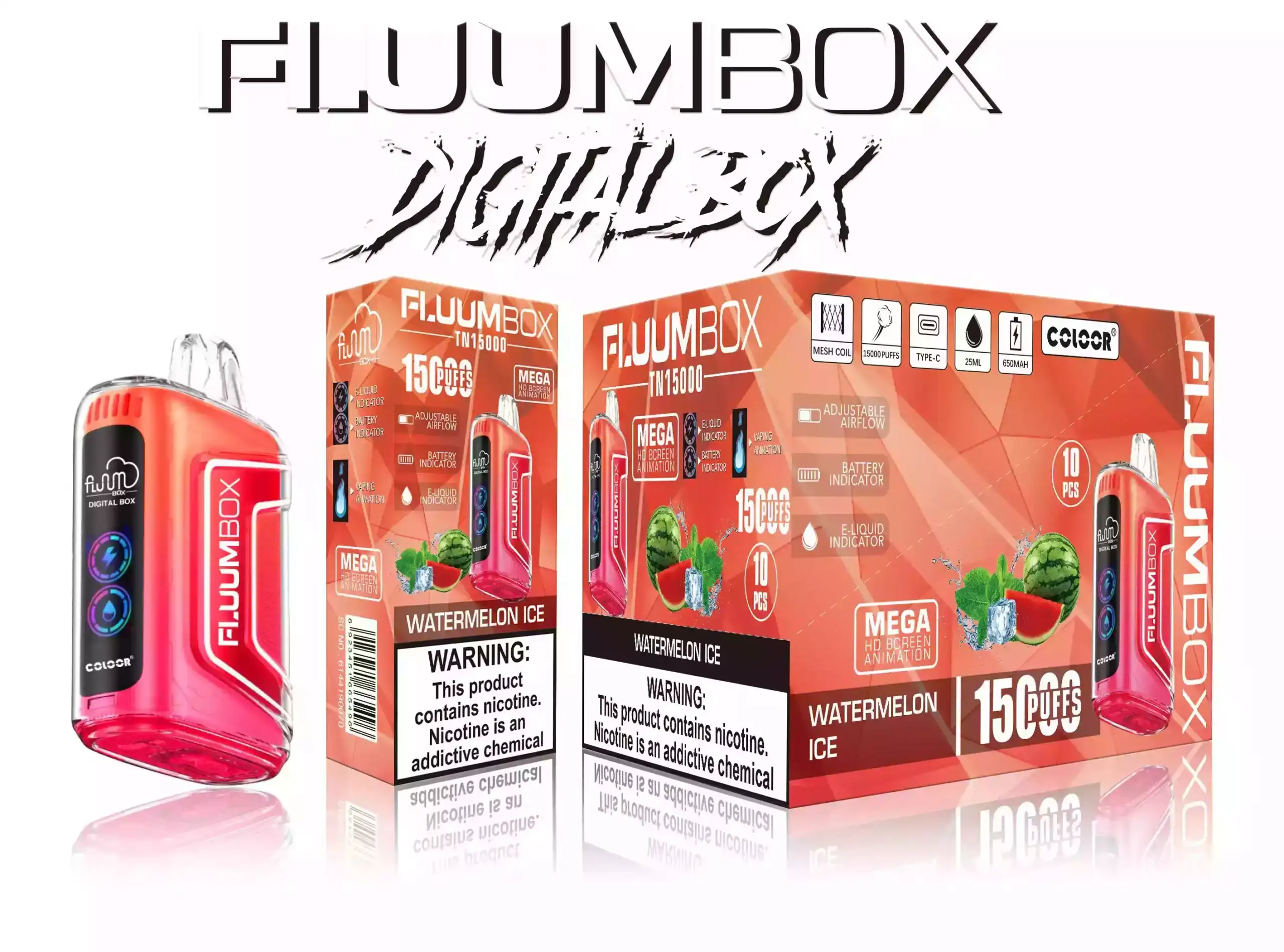 Bang Fluum Box 15000 Puffs LED Disposable Vape bietet 25 ml E-Liquid