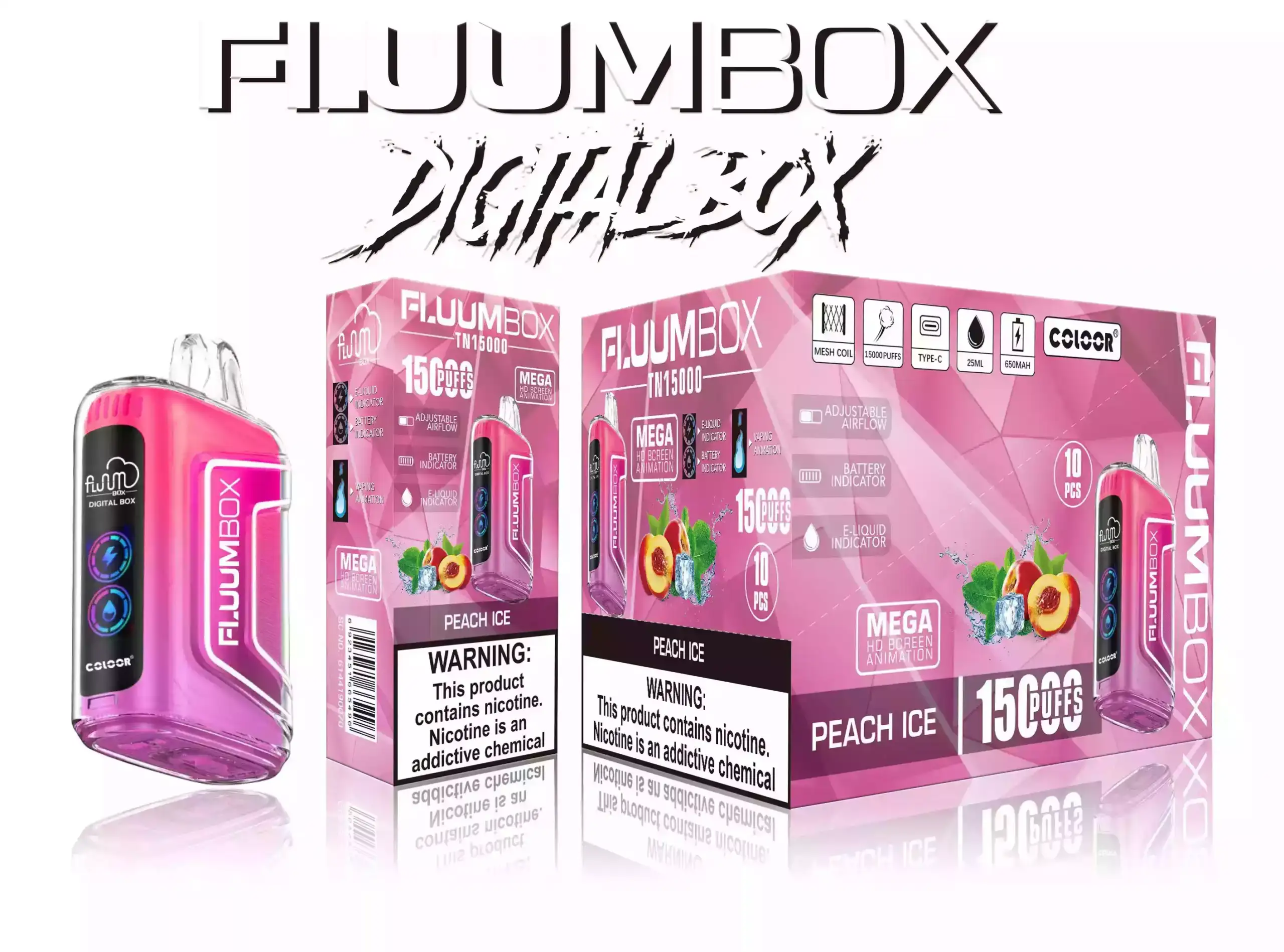 Bang Fluum Box 15000 Puffs LED Disposable Vape bietet 25 ml E-Liquid