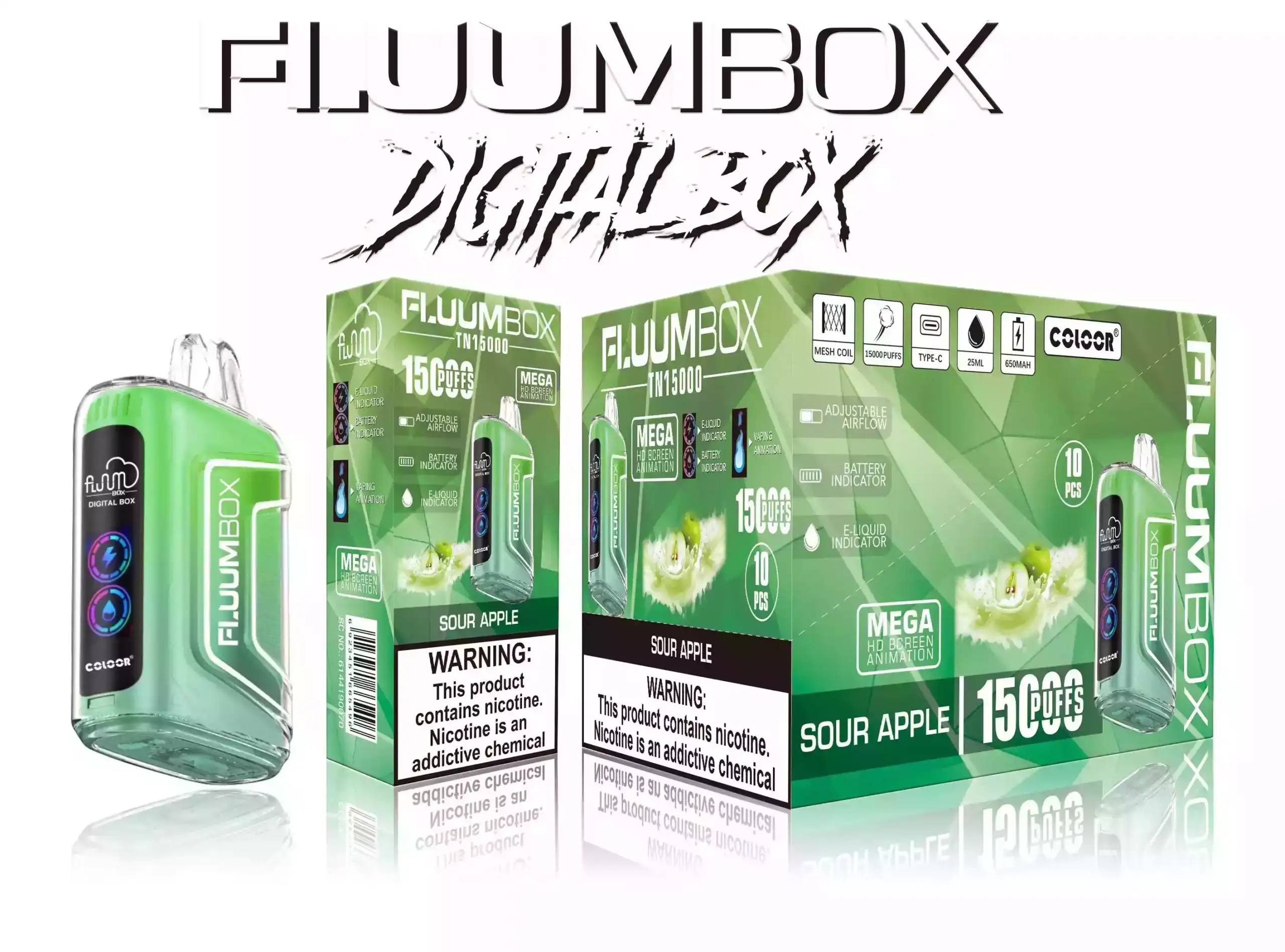 Bang Fluum Box 15000 Puffs LED Disposable Vape bietet 25 ml E-Liquid