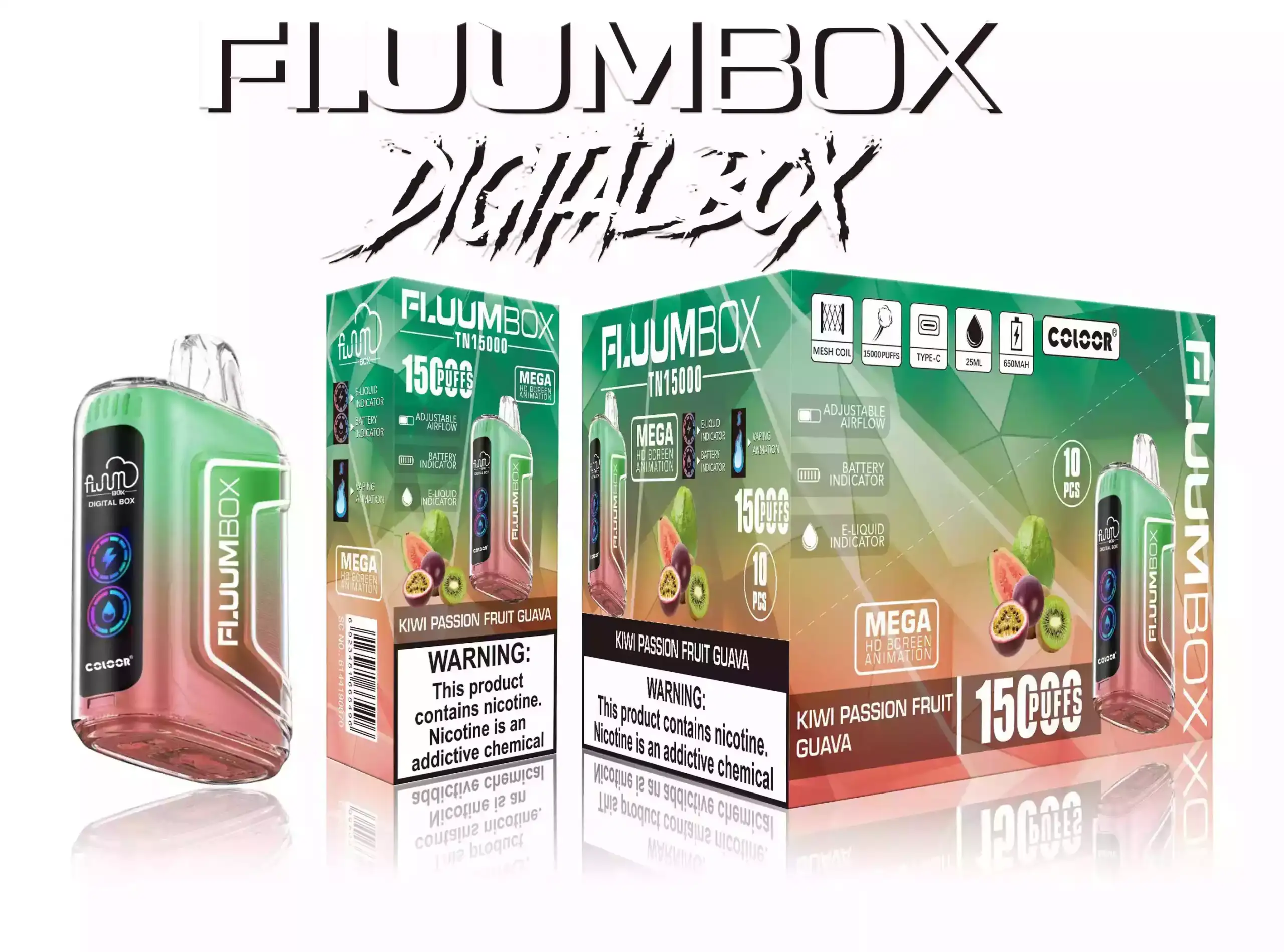 Bang Fluum Box 15000 Puffs LED Disposable Vape bietet 25 ml E-Liquid