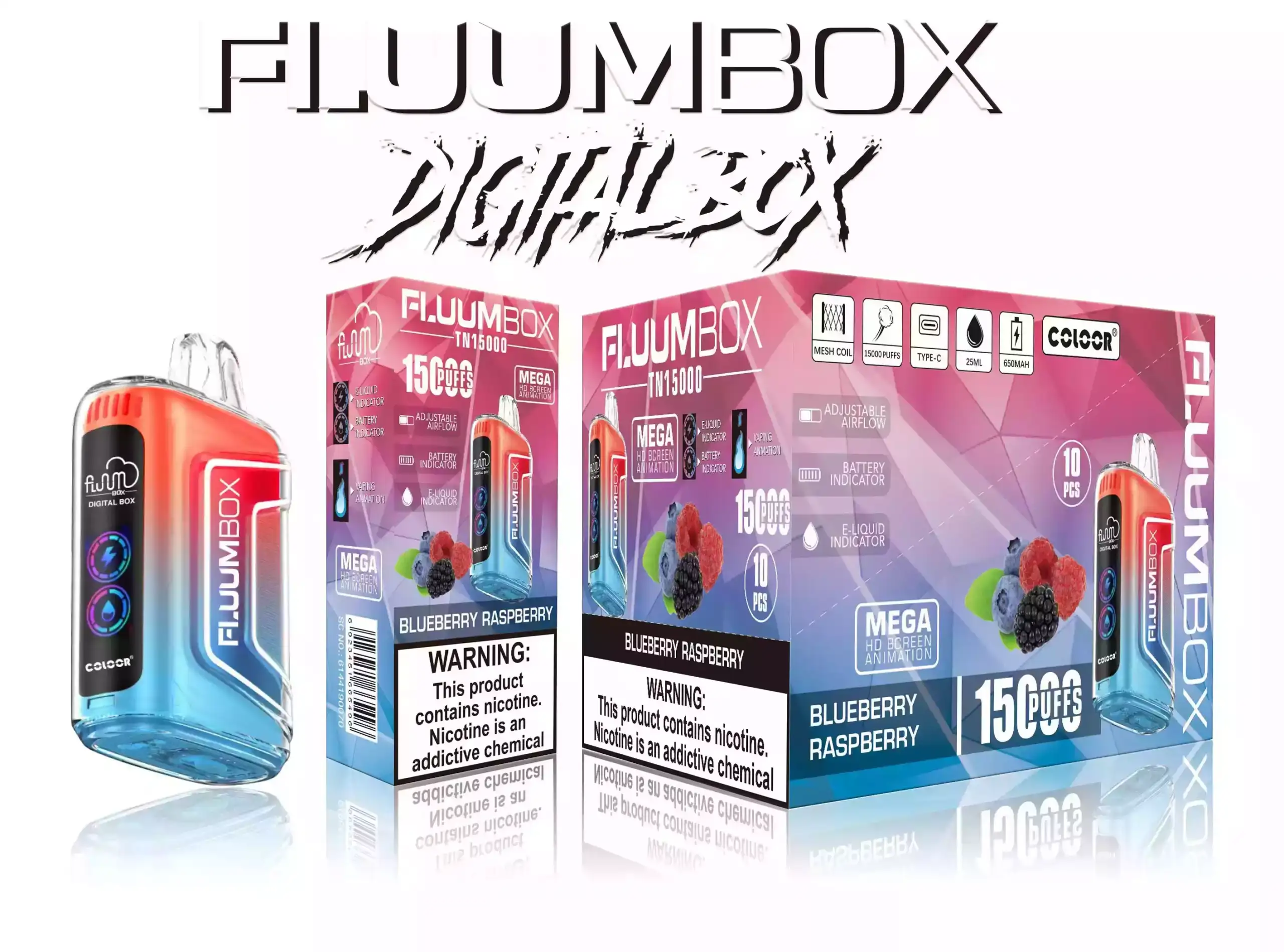 Bang Fluum Box 15000 Puffs LED Disposable Vape bietet 25 ml E-Liquid