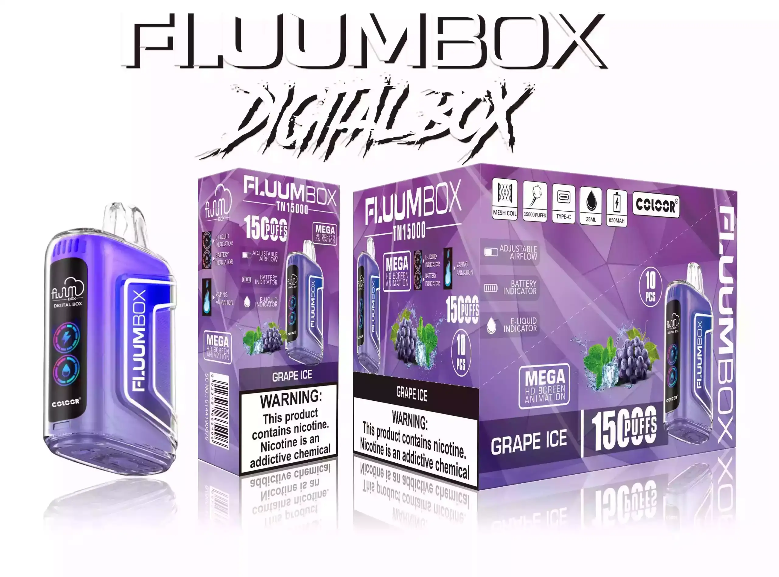 Bang Fluum Box 15000 Puffs LED Disposable Vape bietet 25 ml E-Liquid