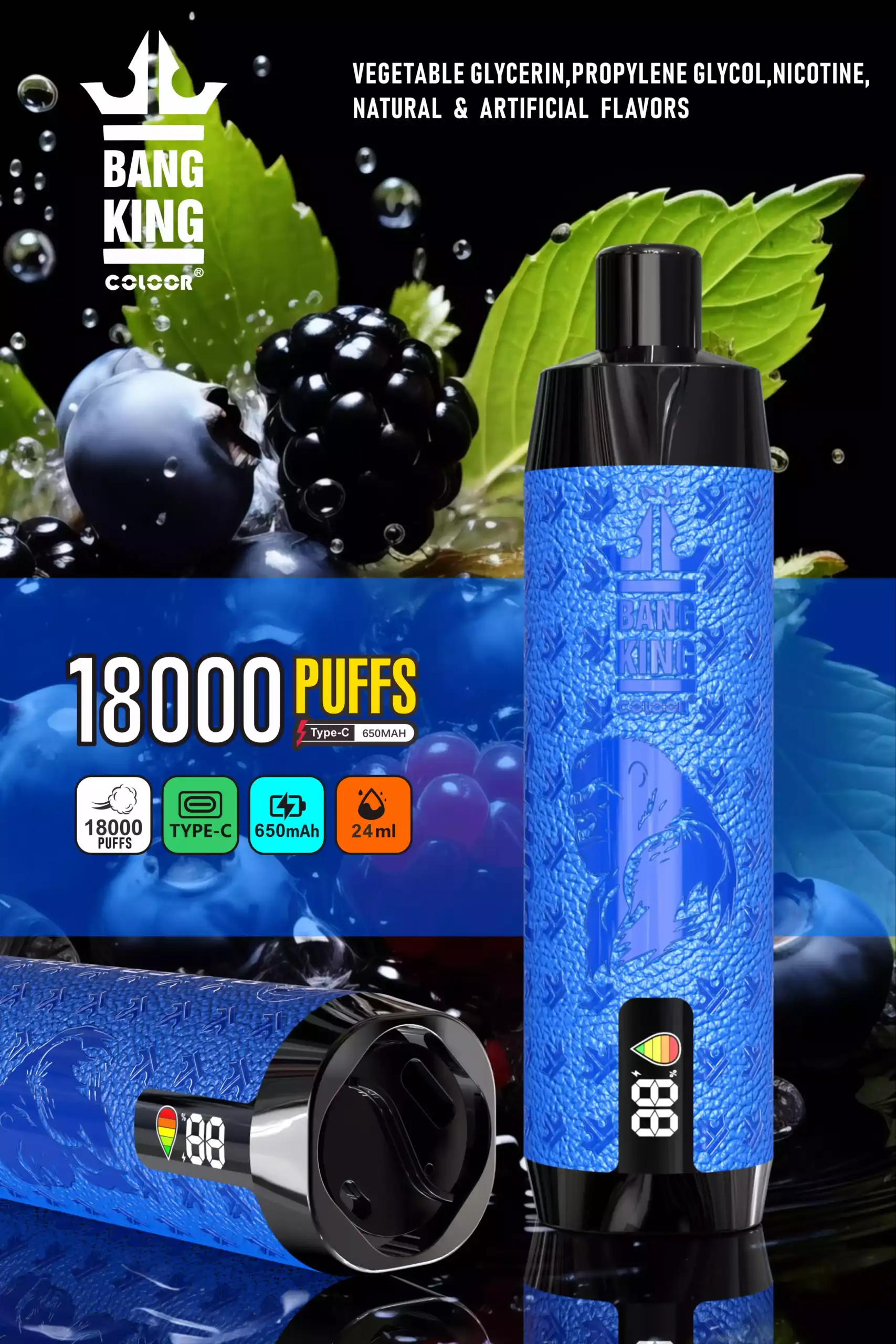 Bang King 18000 Puffs Disposable Vape mit 24 ml E-Liquid